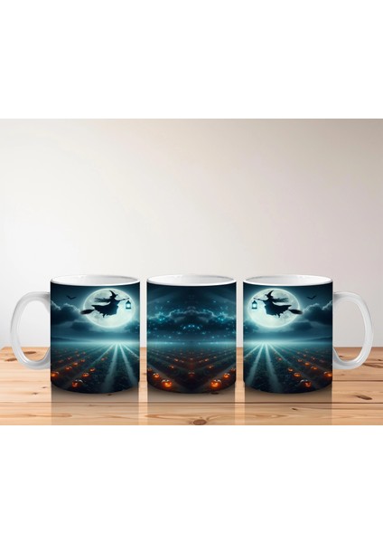 Dolunay Önünde Dev Göz Figürüyle Gotik Korku Temalı Cadılar Bayramı Baskılı Kupa indirimleri