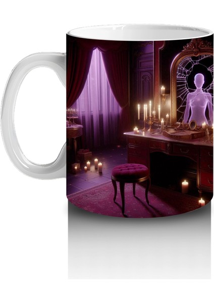 Gotik Şamdanlı Saray Salonunda Cadı Ayini Temalı Cadılar Bayramı Baskılı Kupa Bardak fiyatları