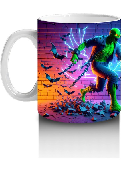 Neon Işıklarla Dans Eden Canavar Figürlü Eğlenceli Cadılar Bayramı Baskılı Kupa Bardak fiyatları