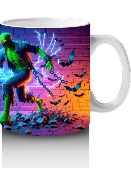 Neon Işıklarla Dans Eden Canavar Figürlü Eğlenceli Cadılar Bayramı Baskılı Kupa Bardak fırsatları