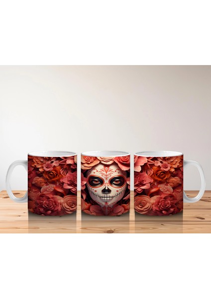 Kan Kırmızısı Gül Denizinde Kafatası – Hediyelik Kahve Kupası indirimleri