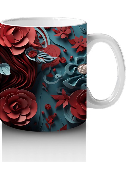 Çiçek Çerçevesi Içinde Gotik Mavi Maske – Hediyelik Kahve Kupası fırsatları