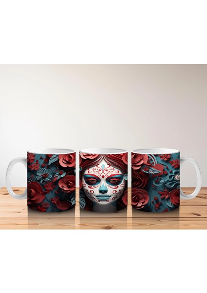 Çiçek Çerçevesi Içinde Gotik Mavi Maske – Hediyelik Kahve Kupası indirimleri