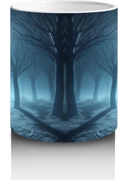 Dolunay Önünde Cadı Silüeti Figürlü Gotik Cadılar Bayramı Baskılı Kupa Bardak modelleri