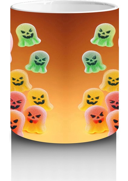 Şeker Sepetli Sevimli Canavar Figürlü Renkli Cadılar Bayramı Baskılı Kupa Bardak modelleri