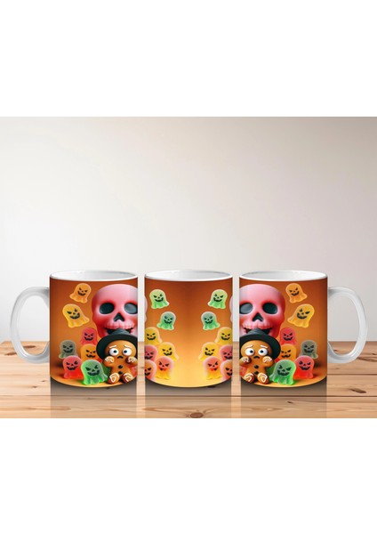 Şeker Sepetli Sevimli Canavar Figürlü Renkli Cadılar Bayramı Baskılı Kupa Bardak indirimleri