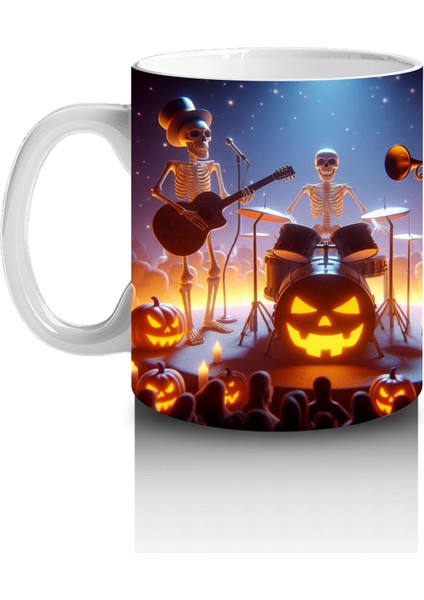 Alevli Balkabakları ve Gotik Fenerlerle Işıldayan Cadılar Bayramı Baskılı Kupa Bardak fiyatları