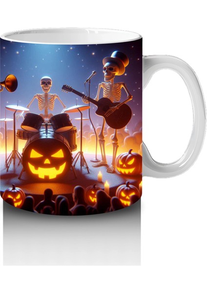 Alevli Balkabakları ve Gotik Fenerlerle Işıldayan Cadılar Bayramı Baskılı Kupa Bardak fırsatları