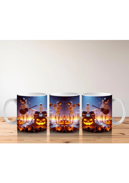 Alevli Balkabakları ve Gotik Fenerlerle Işıldayan Cadılar Bayramı Baskılı Kupa Bardak indirimleri