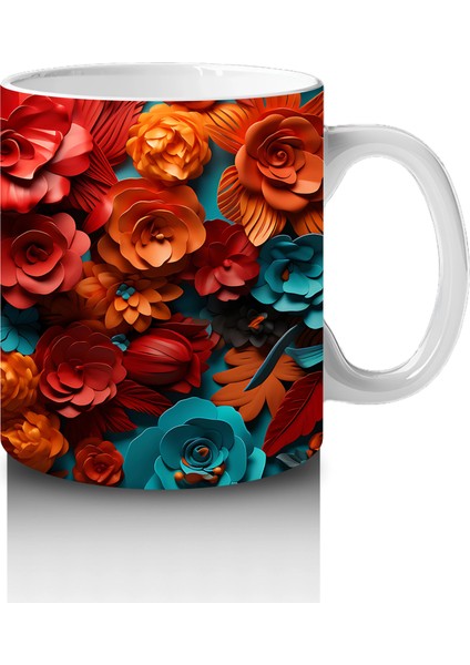 Alevli Çiçekler Içinde Parlak Mavi Maske – Hediyelik Kahve Kupası fırsatları