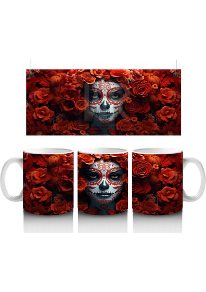 Kırmızı Güllerle Çevrili Solgun Yüz – Hediyelik Kahve Kupası