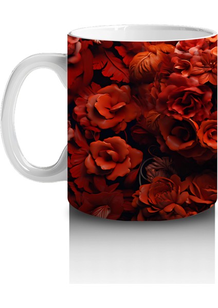 Kırmızı Güllerle Çevrili Solgun Yüz – Hediyelik Kahve Kupası fiyatları