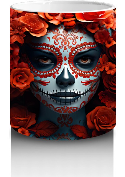 Kırmızı Güllerle Çevrili Solgun Yüz – Hediyelik Kahve Kupası modelleri