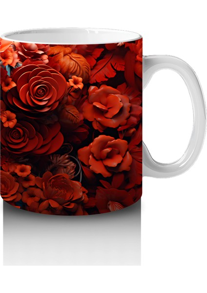 Kırmızı Güllerle Çevrili Solgun Yüz – Hediyelik Kahve Kupası fırsatları