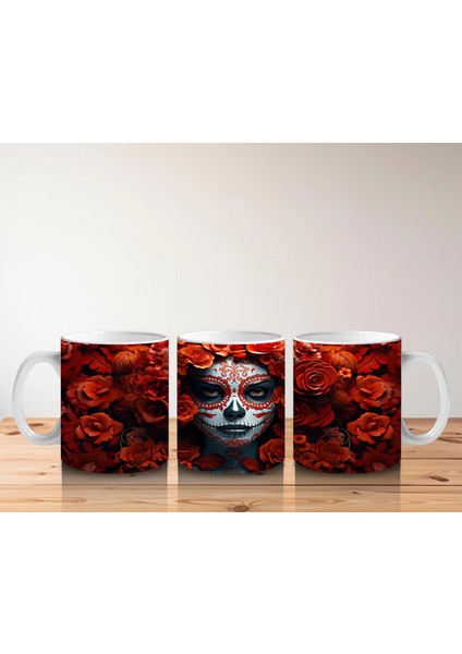 Kırmızı Güllerle Çevrili Solgun Yüz – Hediyelik Kahve Kupası indirimleri