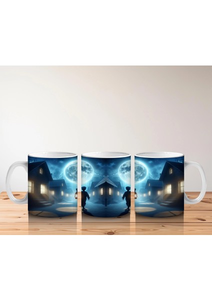 Büyülü Işık Halkasında Ayin Yapan Silüet Figürlü Cadılar Bayramı Baskılı Kupa Bardak indirimleri