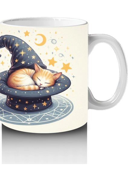 Cadı Şapkası ve Mum Işığı Figürlü Minimal Cadılar Bayramı Baskılı Kupa fırsatları