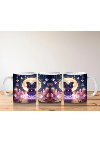 Işıklı Büyü Halkası Içinde Sevimli Cadı Figürlü Renkli Cadılar Bayramı Baskılı Kupa Bardak indirimleri