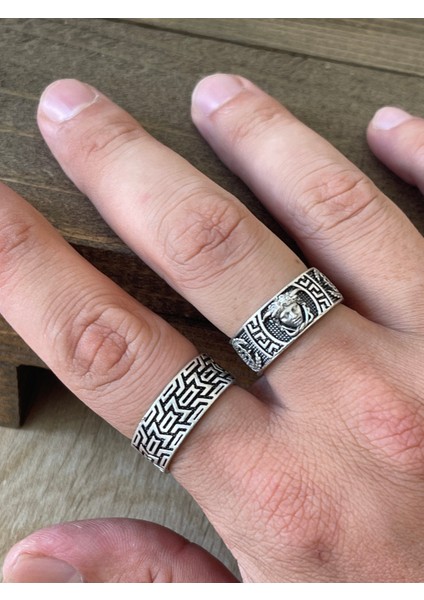 Ayarlanabilir Ölçü 925 Ayar Gümüş Kaplama Işçilikli 2li Yüzük Set