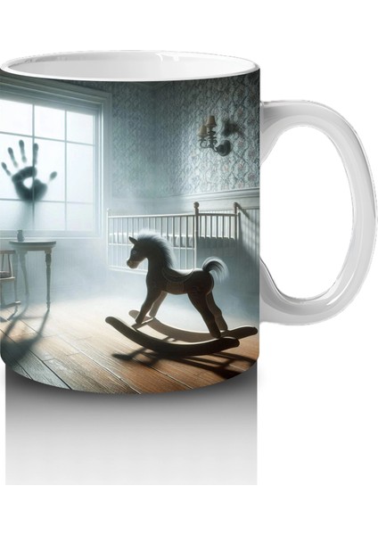 Loş Işıklı Odada Kitap Okuyan Cadı Figürlü Gotik Cadılar Bayramı Baskılı Kupa Bardak fırsatları