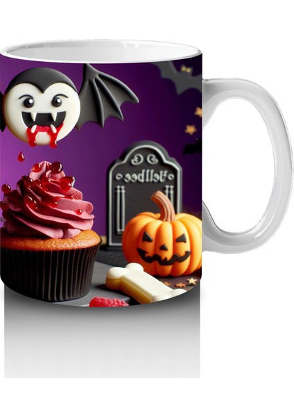 Kara Kafatası Figürlü Gotik Tatlı Standı Temalı Cadılar Bayramı Baskılı Kupa Bardak fırsatları