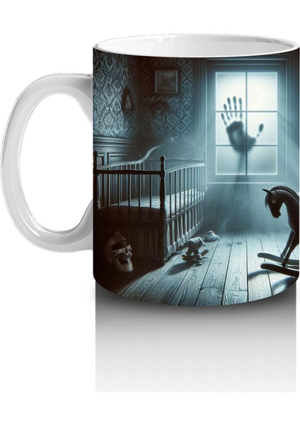 Sandalyede Oturan Hayalet Figürlü Gotik Cadılar Bayramı Baskılı Kupa Bardak fiyatları