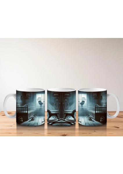 Sandalyede Oturan Hayalet Figürlü Gotik Cadılar Bayramı Baskılı Kupa Bardak indirimleri