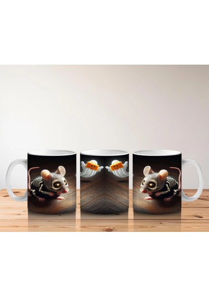 Kuru Kafalı Şamdanlar ve Gotik Mum Işıklarıyla Cadılar Bayramı Baskılı Kupa Bardak indirimleri