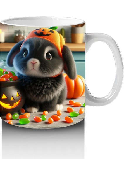 Kostümlü Hayvanlar ve Balkabaklarıyla Sevimli Cadılar Bayramı Baskılı Kupa fırsatları