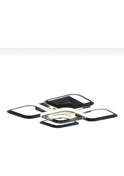 5'li Kare LED Plafonyer Avize, 3 Renk Kumandalı, Siyah, Modern ve Şık Tasarım modelleri