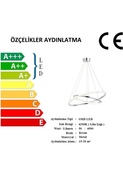 Modern Yuvarlak Krom Sarkıt Avize, 2'li ve 3'lü LED Aydınlatma Seçenekleriyle fiyatları