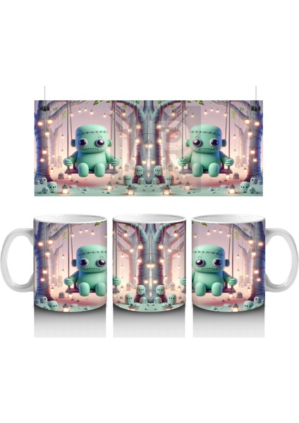 Sevimli Dinozor Kostümlü Çocuklara Özel Tatlı Cadılar Bayramı Baskılı Kupa