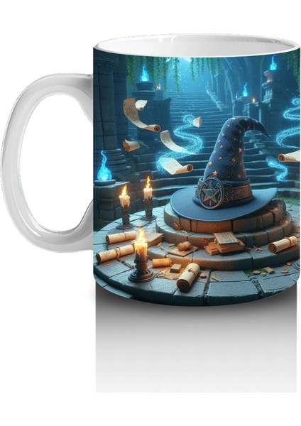 Karanlıkta Cadılar ve Sihirli Alevlerle Gotik Cadılar Bayramı Baskılı Kupa Bardak fiyatları