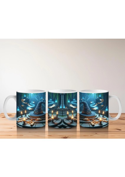 Karanlıkta Cadılar ve Sihirli Alevlerle Gotik Cadılar Bayramı Baskılı Kupa Bardak indirimleri