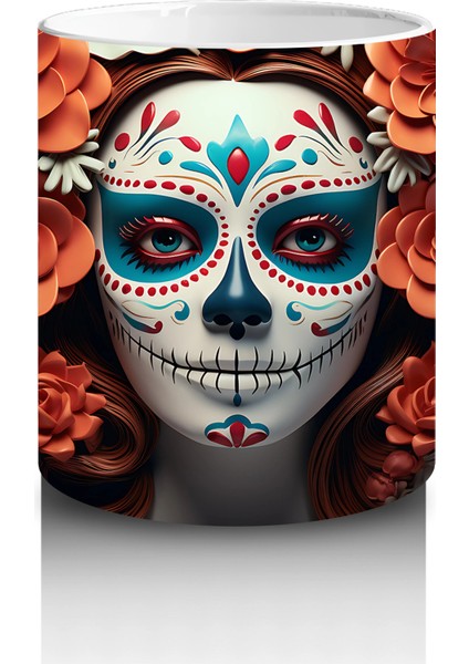 Kırmızı ve Mavi Güller Arasında Solgun Yüz – Hediyelik Kahve Kupası modelleri