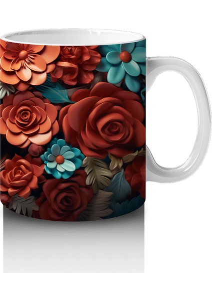 Kırmızı ve Mavi Güller Arasında Solgun Yüz – Hediyelik Kahve Kupası fırsatları