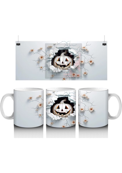 Kırık Duvarın Ardında Gülümseyen Balkabağı – Hediyelik Kahve Kupası