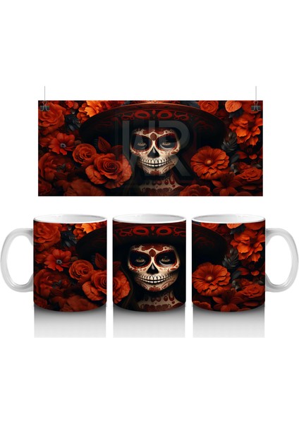 Simsiyah Şapka ve Kırmızı Gül Bahçesi – Hediyelik Kahve Kupası