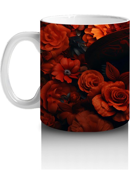 Simsiyah Şapka ve Kırmızı Gül Bahçesi – Hediyelik Kahve Kupası fiyatları