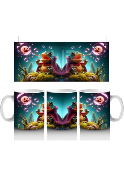 Büyülü Iksir Kazanı Başında Sevimli Cadı Ayıcık Figürlü Cadılar Bayramı Baskılı Kupa Bardak