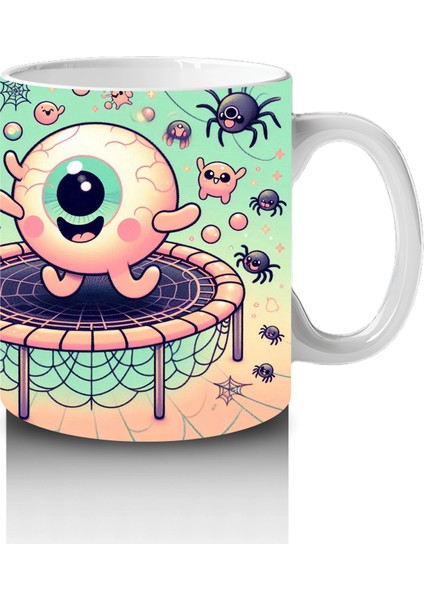 Göz Küresi Figürlü Renkli Şekerlemelerle Süslenmiş Cadılar Bayramı Baskılı Kupa fırsatları