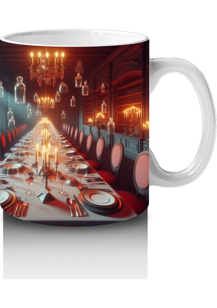 Kırmızı Işıklı Gotik Salon ve Taht Temalı Cadılar Bayramı Baskılı Kupa Bardak fırsatları