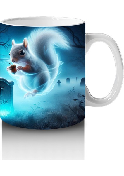 Buz Mavisi Alevlerle Yükselen Hayalet Figürlü Cadılar Bayramı Baskılı Kupa fırsatları