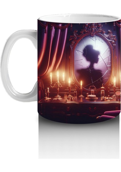 Alevli Gözlerle Bakan Devasa Kafatası Figürlü Korku Temalı Cadılar Bayramı Baskılı Kupa Bardak fiyatları