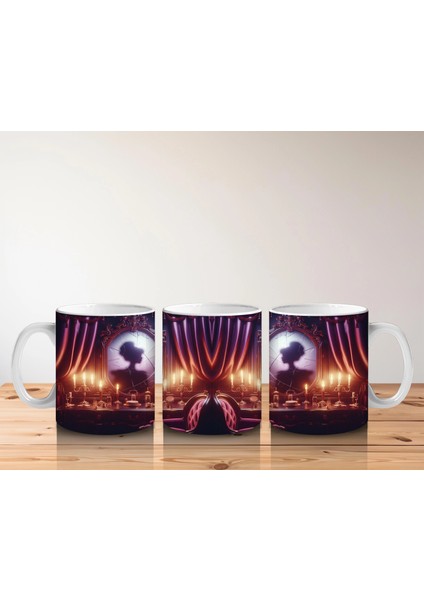 Alevli Gözlerle Bakan Devasa Kafatası Figürlü Korku Temalı Cadılar Bayramı Baskılı Kupa Bardak indirimleri