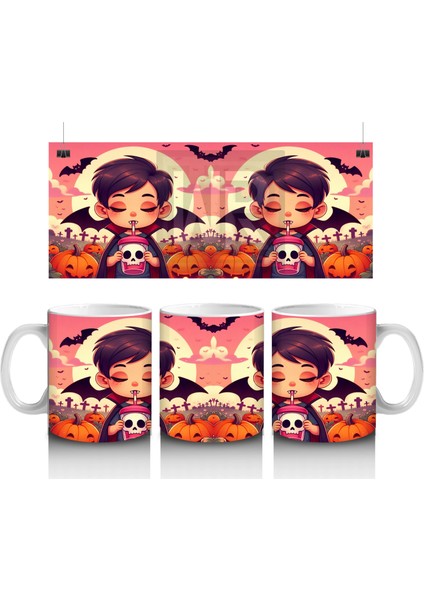 Gülen Cadı Kız Figürlü Çocuklara Özel Tatlı Cadılar Bayramı Baskılı Kupa Bardak