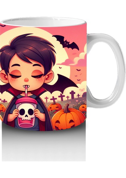 Gülen Cadı Kız Figürlü Çocuklara Özel Tatlı Cadılar Bayramı Baskılı Kupa Bardak fırsatları