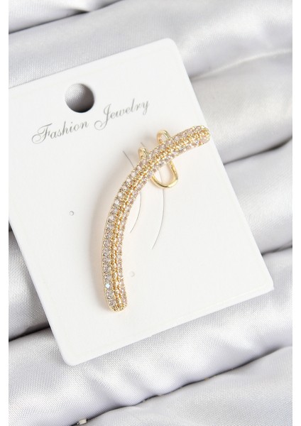 Pirinç Zirkon Taşlı Model Gold Renk Sağ Kıkırdak Küpe - TJ-BKP10992