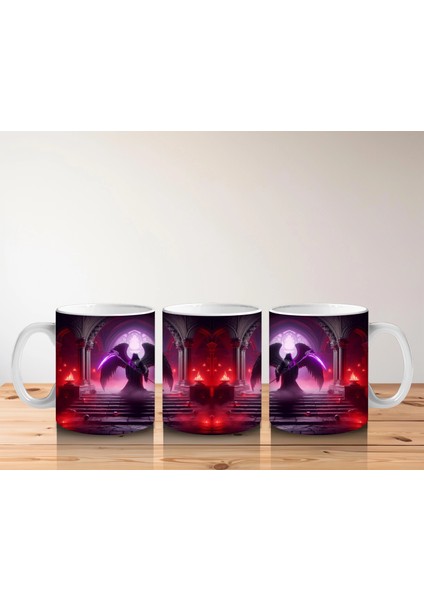 Kırmızı Işıklar Altında Karanlık Vampir Figürlü Cadılar Bayramı Baskılı Kupa Bardak indirimleri