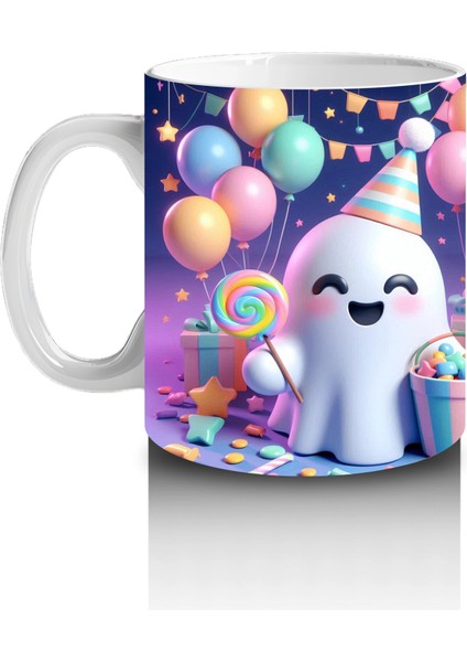 Renkli Neon Işıklarla Süslenmiş Sevimli Hayalet Figürlü Cadılar Bayramı Baskılı Kupa Bardak fiyatları